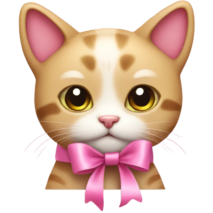 cute cat with pink ribbon emoji