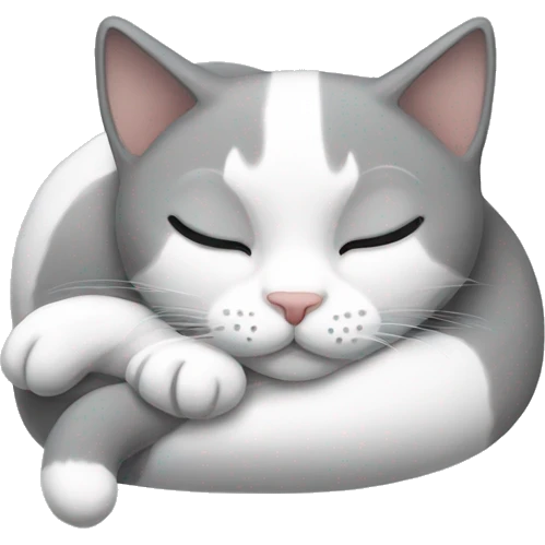 Grey and white kitty sleep emoji