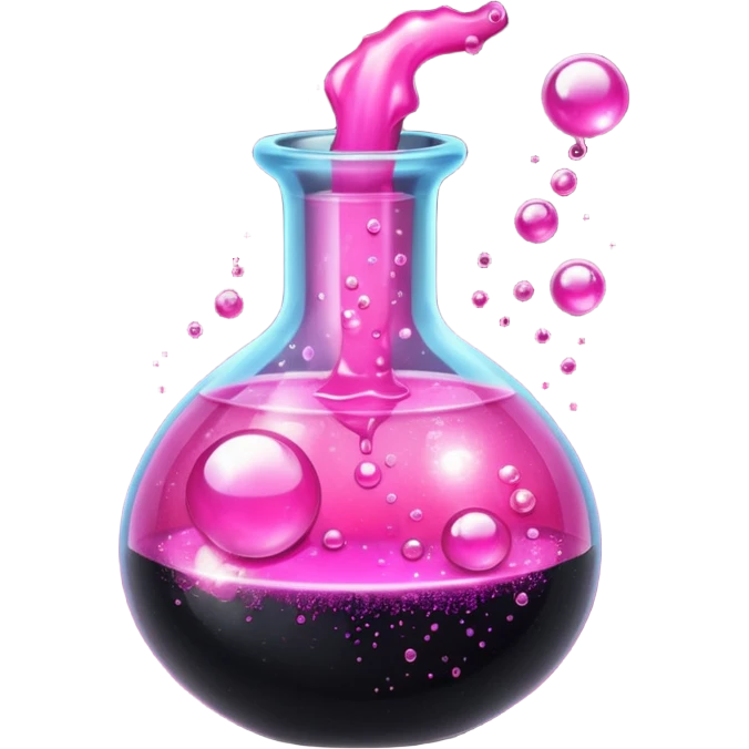 Black hot pink magical potion with sparkles and glitter emoji