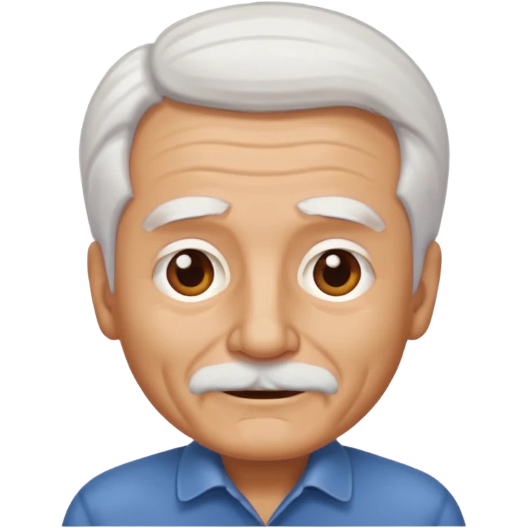 Illustrated emoji of an old man, white hair, no facial hair, dark eyes, tanned skin  emoji