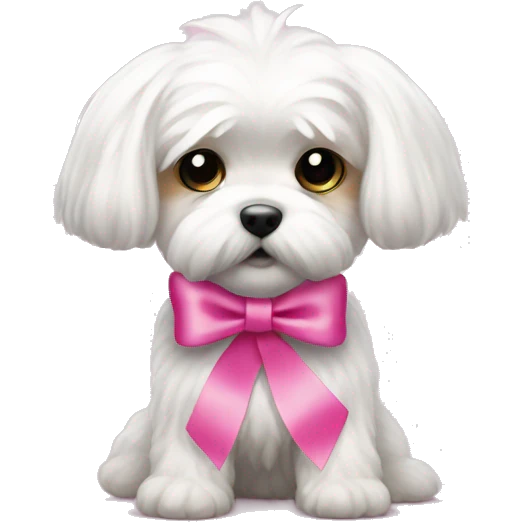 maltese with pink ribbon emoji