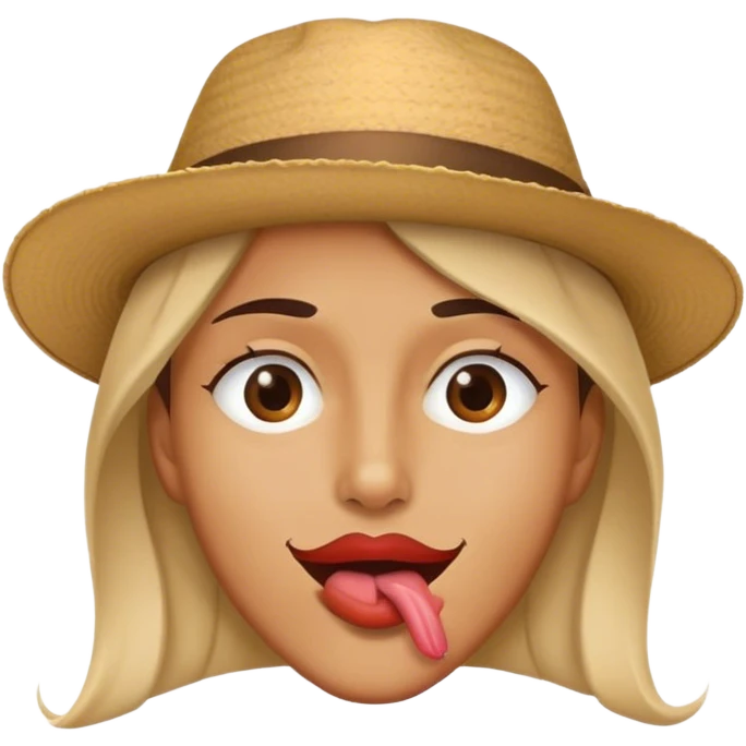 Biting lips with hat emoji