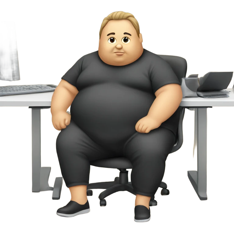 Fat person sitting on computer emoji