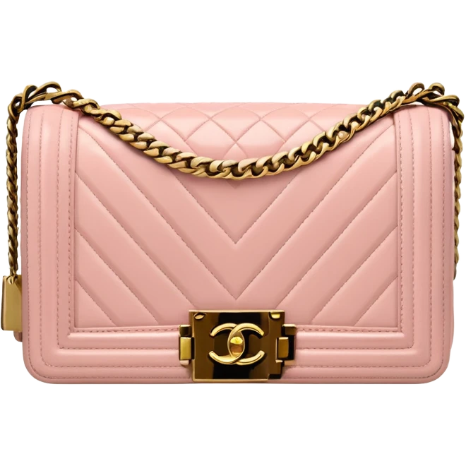 chanel le boy light pink gold hardware emoji