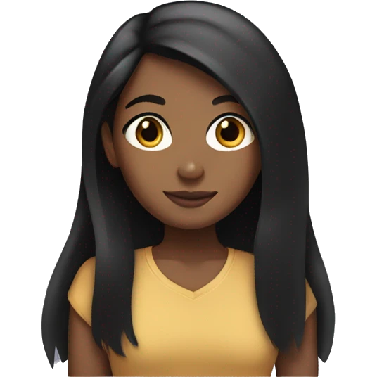 brown girl with straight long black hair emoji