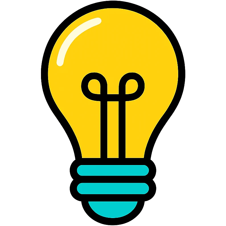 bulb icon, color outline, playful, clean emoji