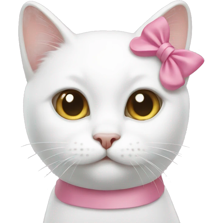 a white cat with a pink bow  emoji