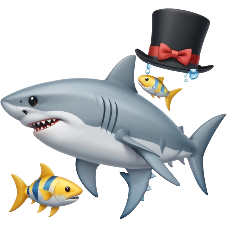 Shark with a top hat holding a fish  emoji