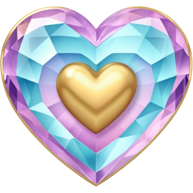 Crystals Pastel gold heart 3D  emoji