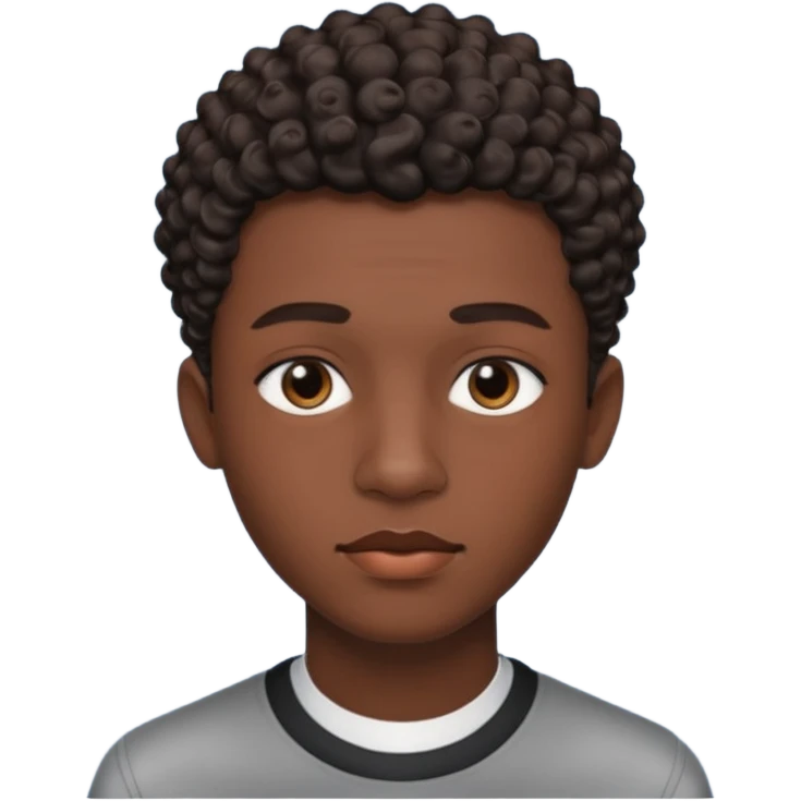 Une homme de 17 ans il a la peau noir foncé , des lèvres pulpeuses  . Il a un taper bouclé  mais que au dessus car les cheveux ont un taper et des contours  emoji