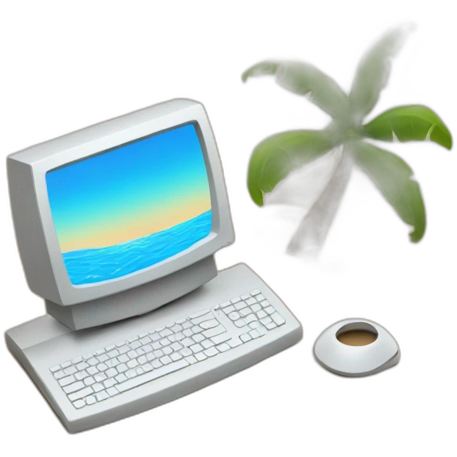Computer on the beach emoji