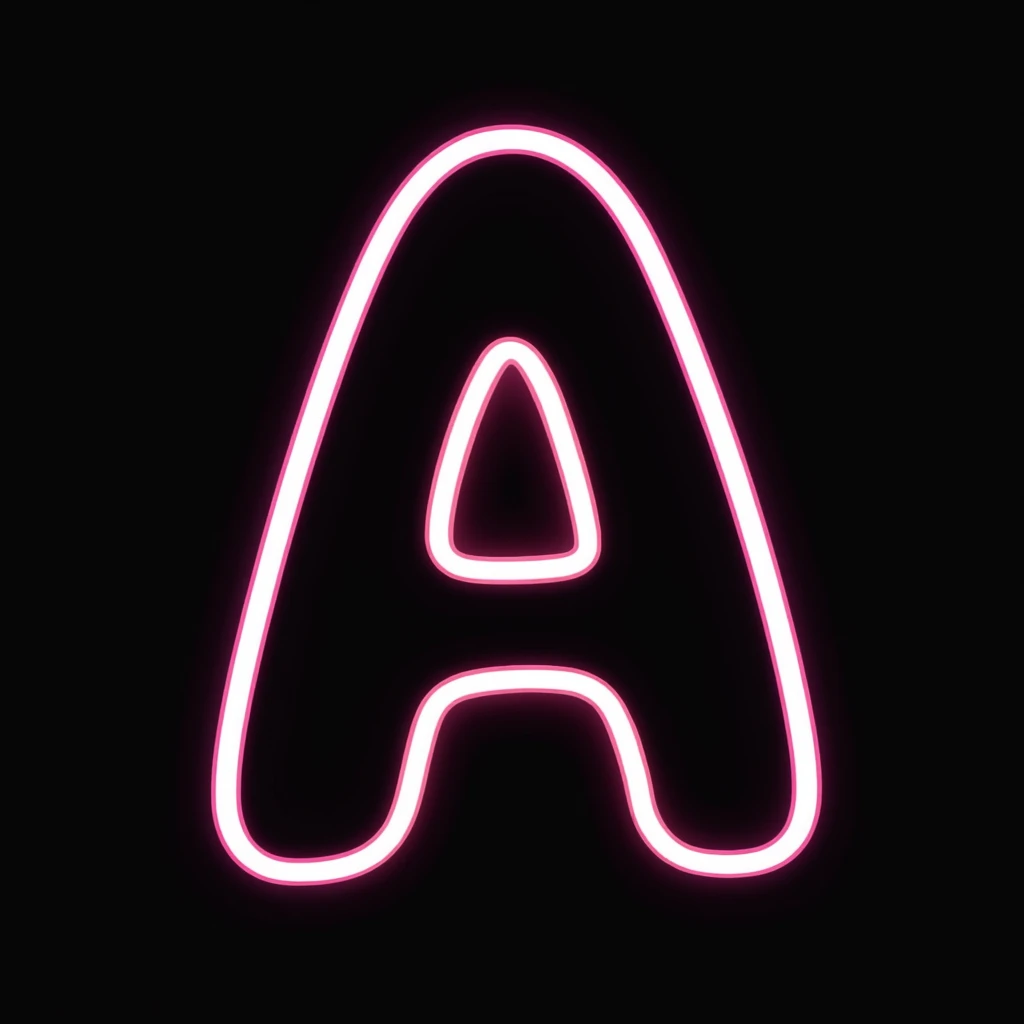 Capital letter A with neon glowing effect emoji