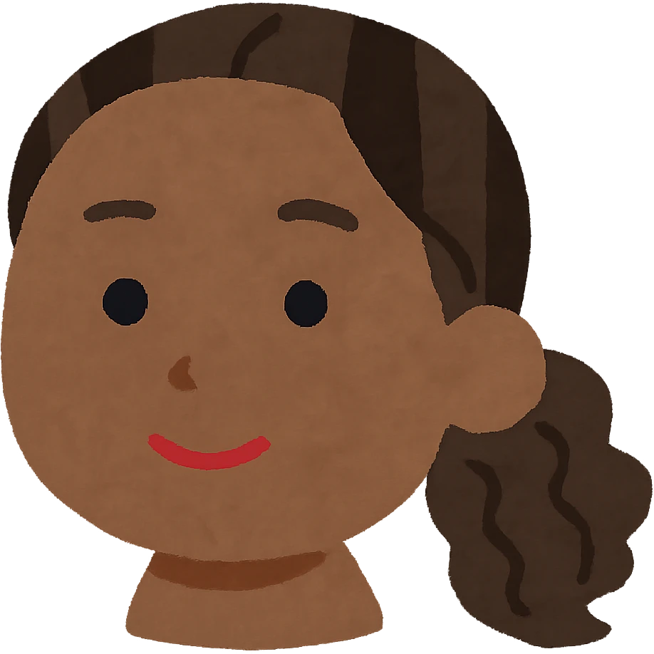 Edit the image in the style of Irasutoya with soft colors, round face, simple features, and a friendly expression. Make Zendaya's skin color darker while keeping the style consistent. No neck visible. Transparent background. emoji
