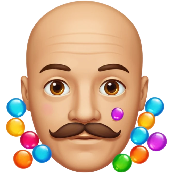 bald guy with a mustache made out of jellies emoji