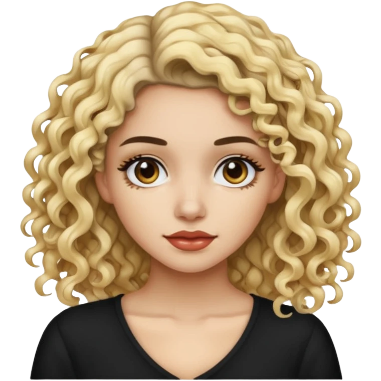 split dye leftside blonde rightside black curly hair, pretty pale Latina bratz baddie emoji