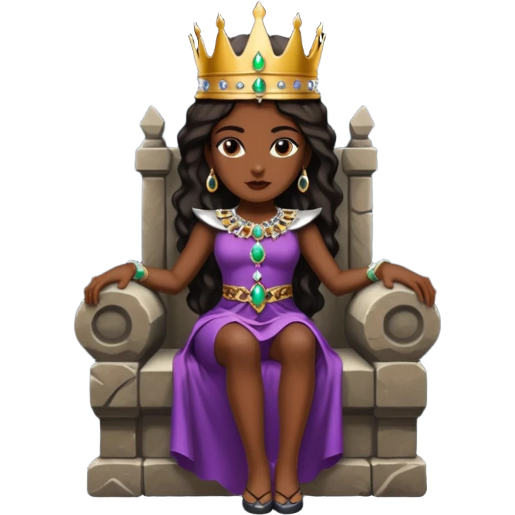 Dark queen seated on stone throne, relaxed dominance, heavy shadows, coldDark queen seated on stone throne, relaxed dominance, heavy shadows, cold emoji