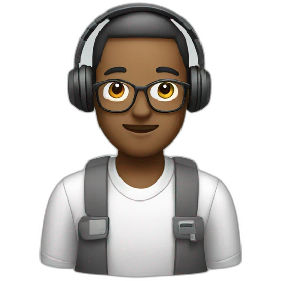 it specialist with pc and headphones emoji