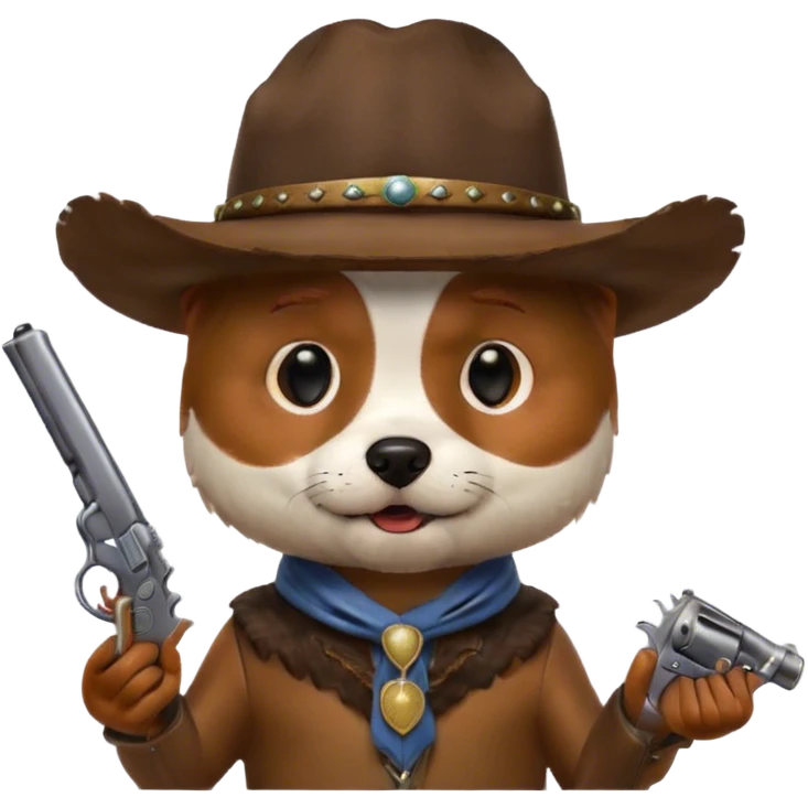 dog eating a cowboy hat holding a gun  emoji