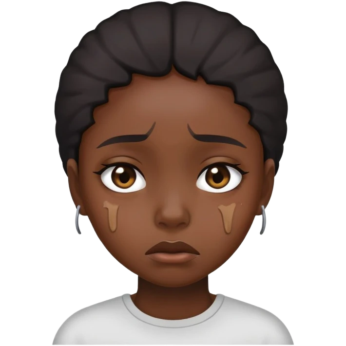 black dark girl super sad tearing up emoji