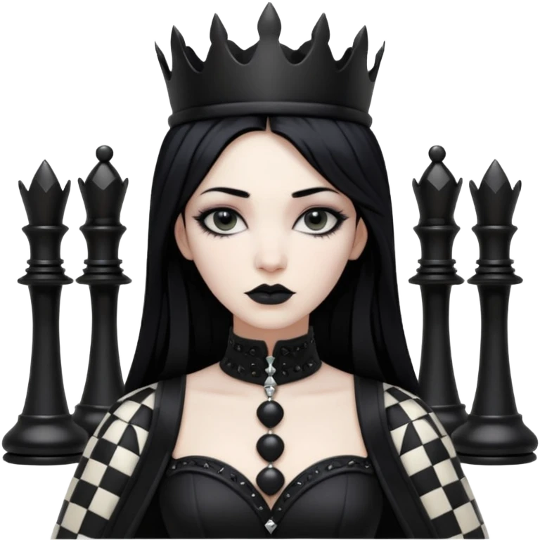 goth black chess queen emoji
