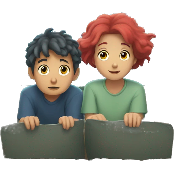 cute couple watching film ponyo underwater emoji