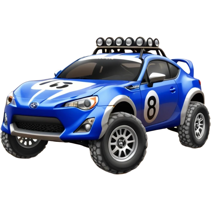 2013 scion fr-s ultramarine off road 4wd monster Baja dessert stadium racer number 86 with large fancy silver wheels  emoji
