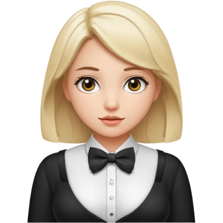 Fat girl with big boobs and white open shirt and bow tie  emoji