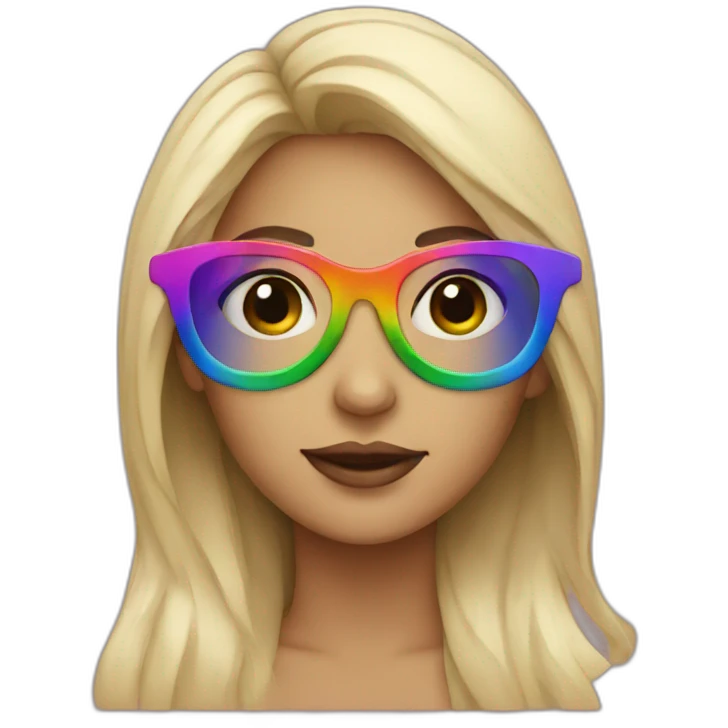 women with rainbow glasses emoji