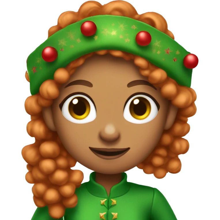 christmas (girl) elf with kong ginger curly hair emoji