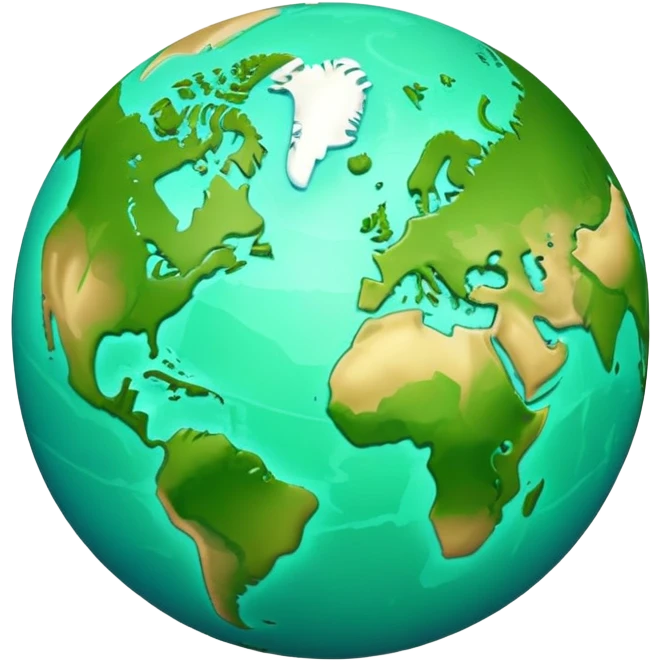 Earth globe with green continents forming a highly stylized, artistic version of the number 812, with exaggerated curves and shapes, iOS emoji style emoji