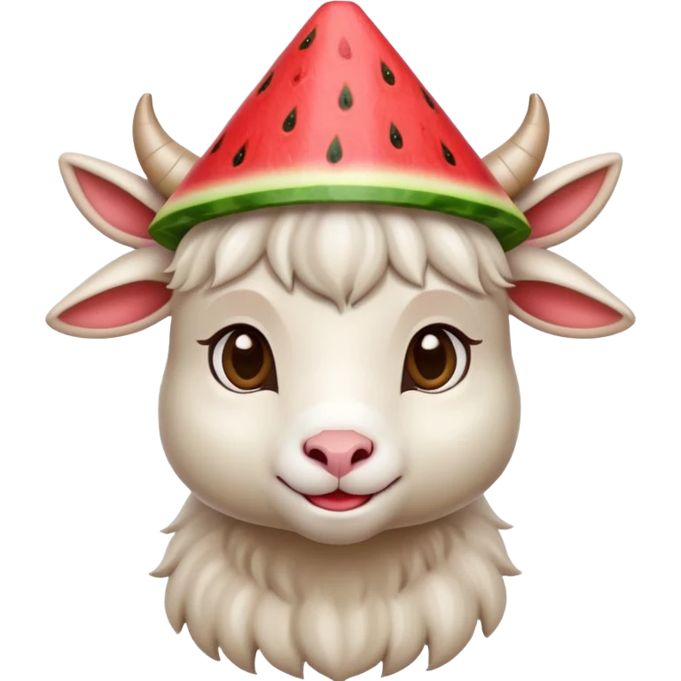 Kid goat wearing watermelon hat emoji