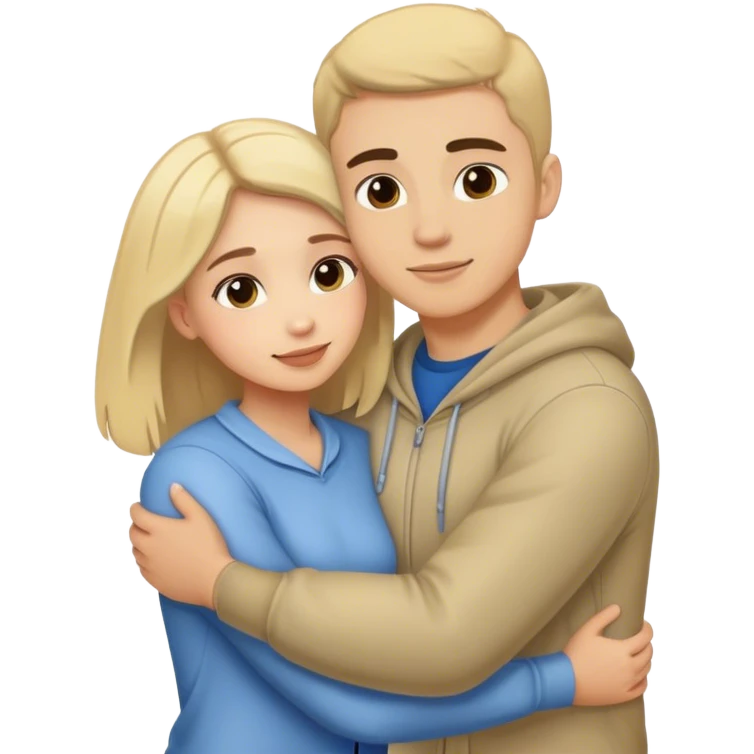 Girl hugging guy emoji
