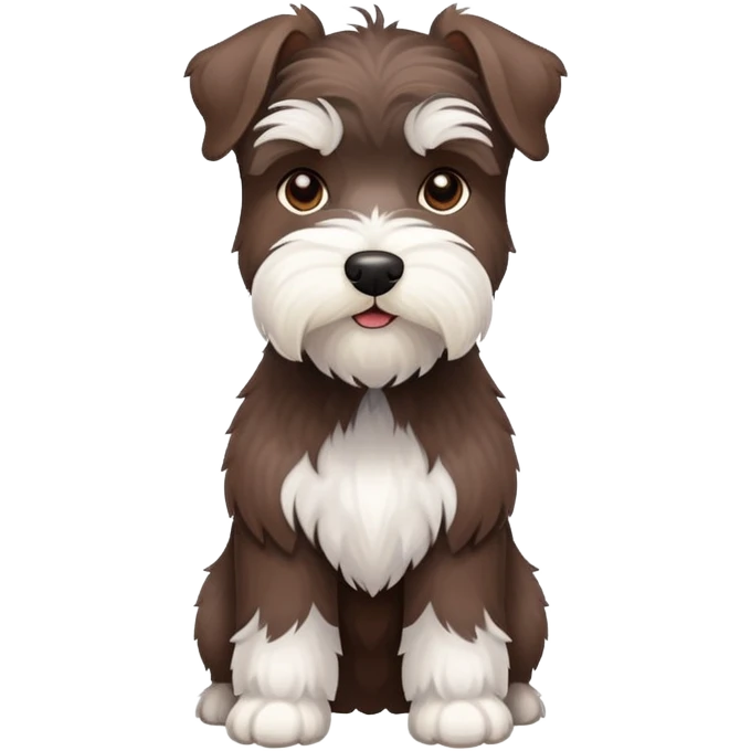 Chocolate and white schnauzer standing emoji