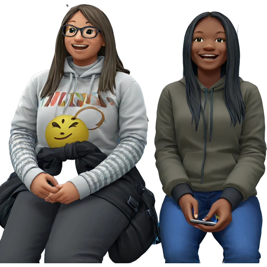 happy girls enjoying the outdoors emoji