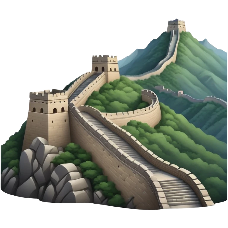Great Wall of China, winding mountain silhouette, simplified emoji design emoji