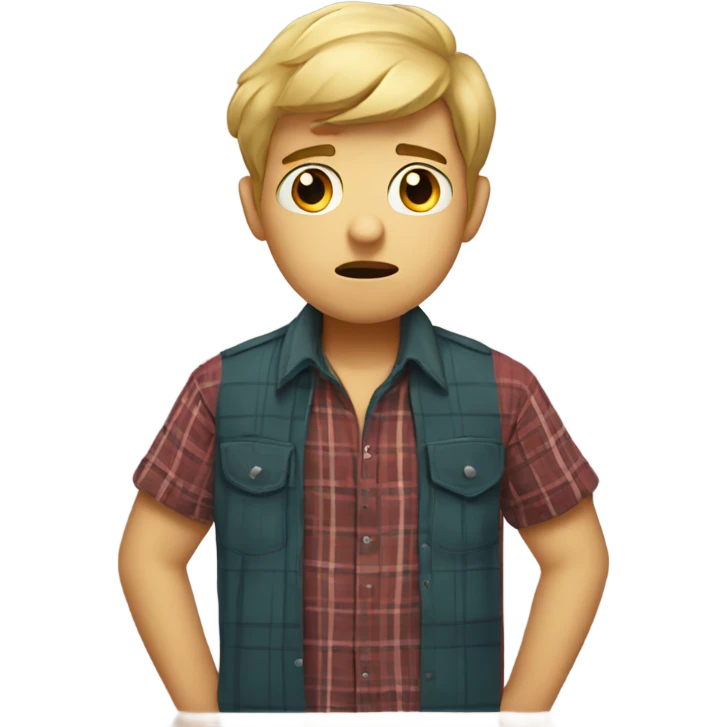 boy in plaid shirt sad emoji