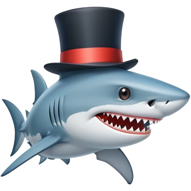Shark with a top hat emoji