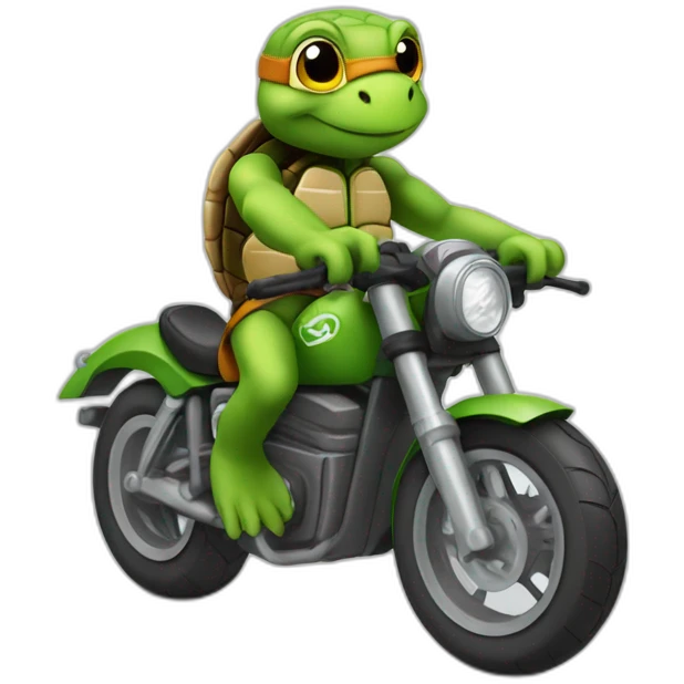Tortue sur une moto emoji