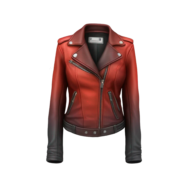 Hyper Realistic isolated open red ombre feminine fashion leather jacket. emoji