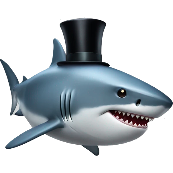 Shark with a top hat emoji