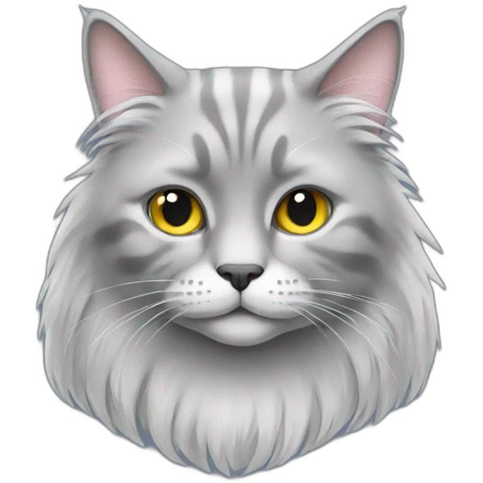grey long hair cat with one eye closed emoji