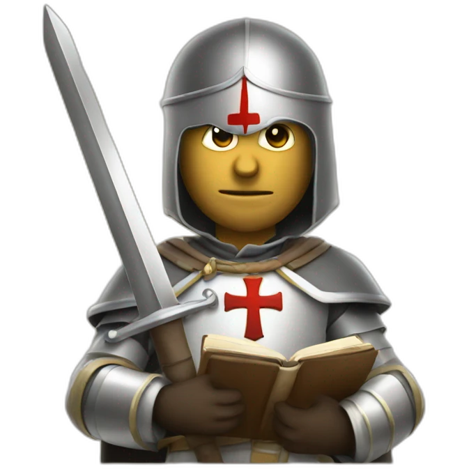 templar soldier holding Bible and sword emoji