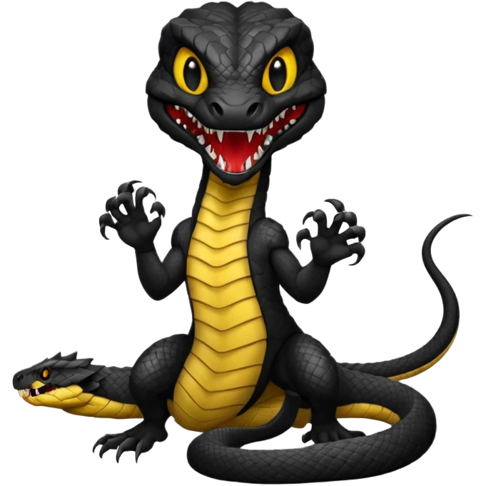 full body of black viper with fangs, front face  emoji