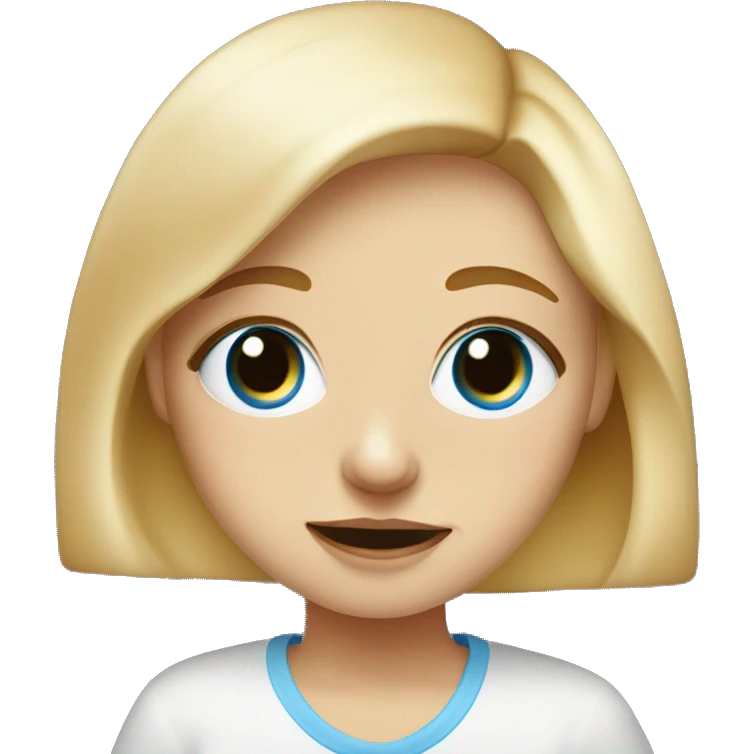 A blonde Blue eyed girl with freckles in her Face eats Porridge  emoji