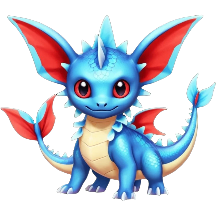Shiny Red And Black Colorful Stitch-Vaporeon-Toothless-Fakémon-hybrid-creature (full body)  emoji