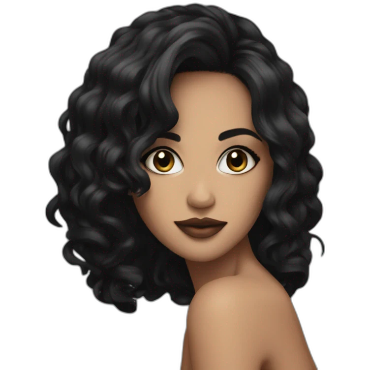 beauty singer with dark black hair and big black eyes emoji