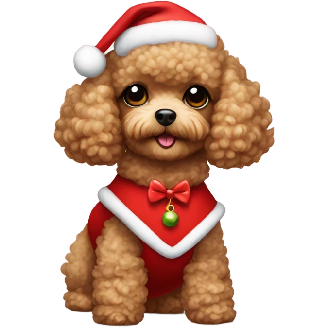 Cute Toy Poodle in a Christmas dress emoji