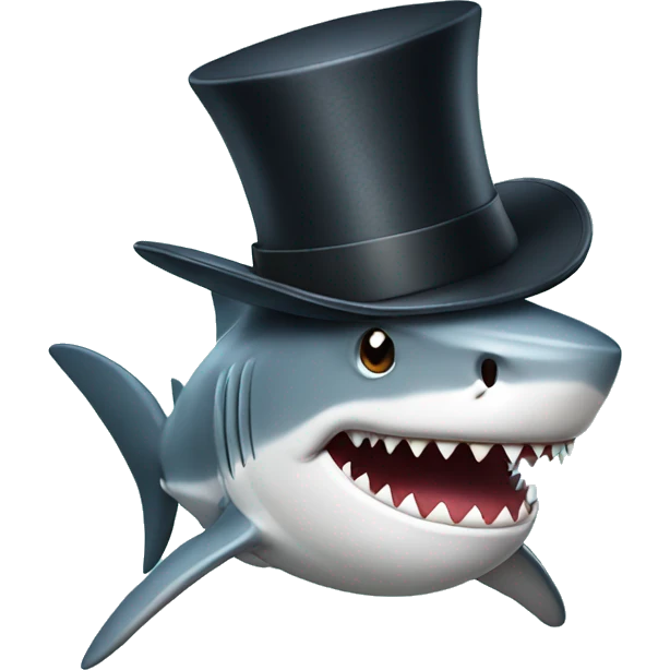 Shark with a top hat emoji