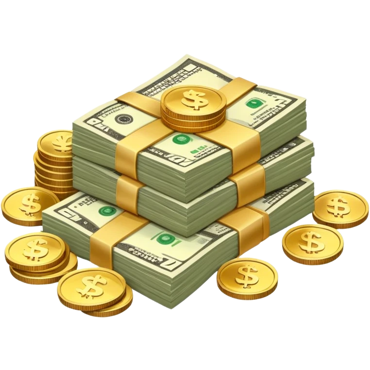 stack of coins and cash emoji