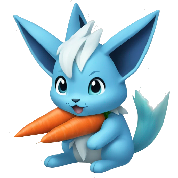 The ice type Pokémon Glaceon eating a carrot  emoji
